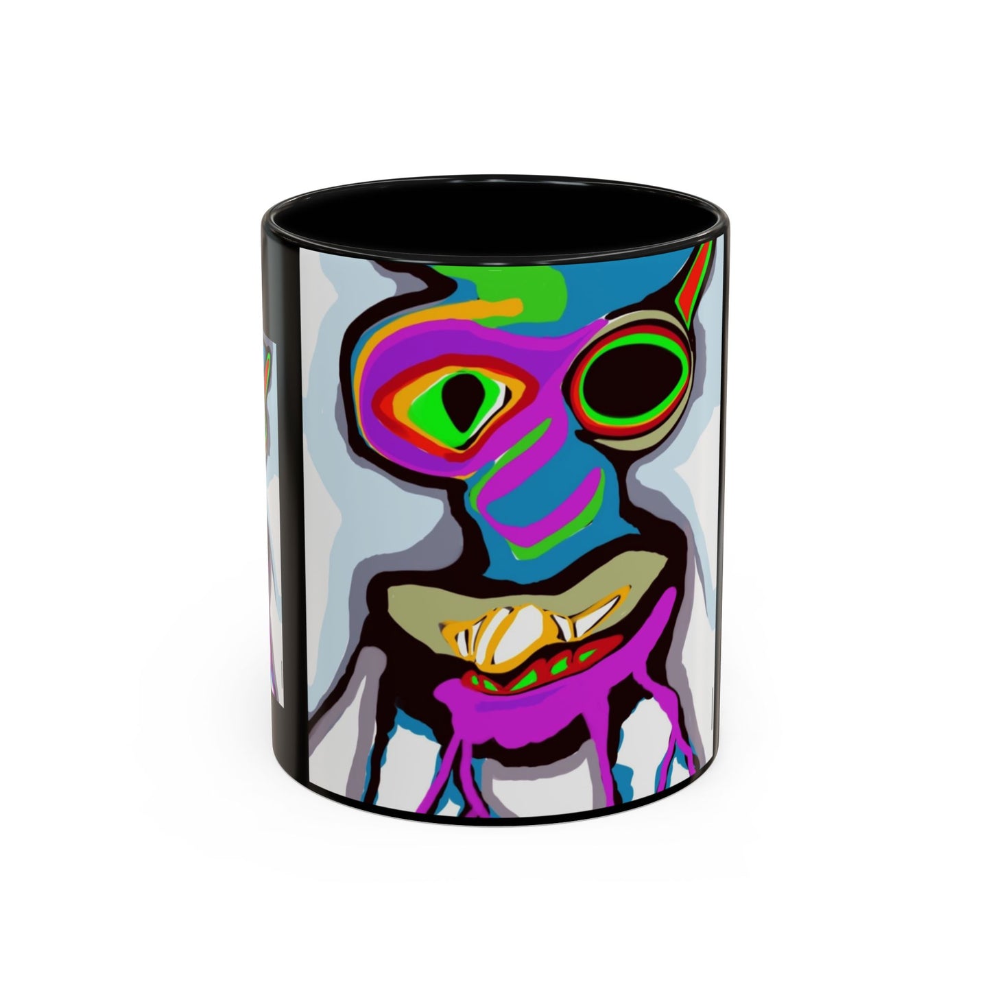 Abstract Alien Art Coffee Mug — Colorful Surreal Creature Accent Mug