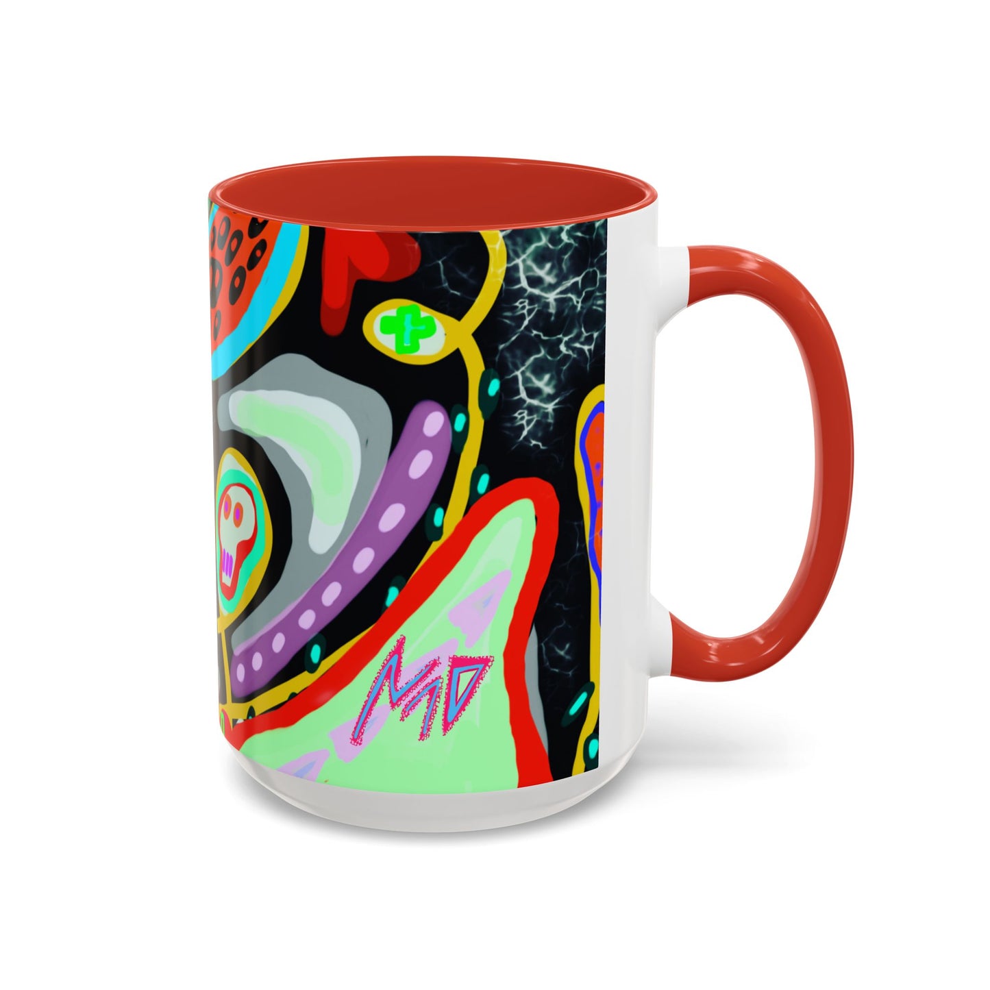CRAZY2.0  Accent Mug — Colorful Neon Skull Abstract Coffee Cup