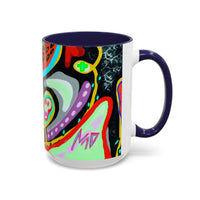 CRAZY2.0  Accent Mug — Colorful Neon Skull Abstract Coffee Cup