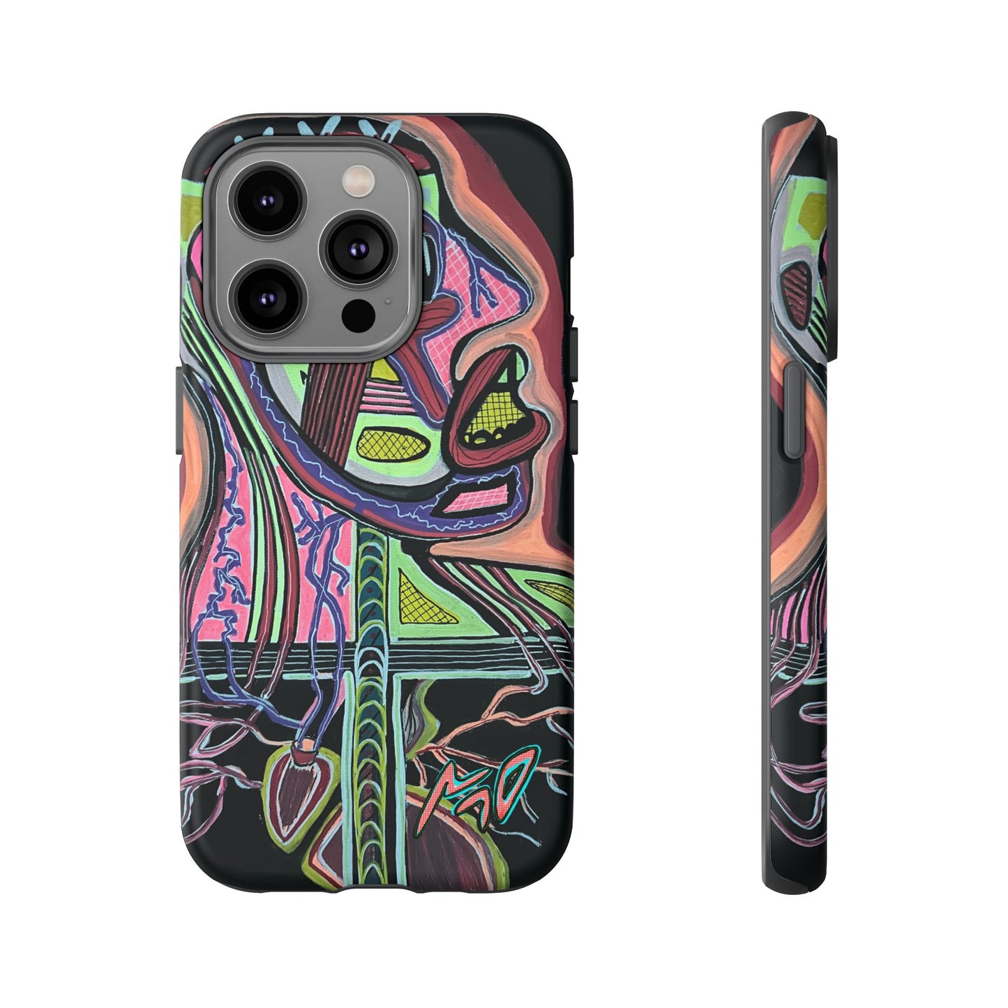 HEART ATTACK Abstract Neon Face Tough Phone Case – Vibrant Art Phone Cover