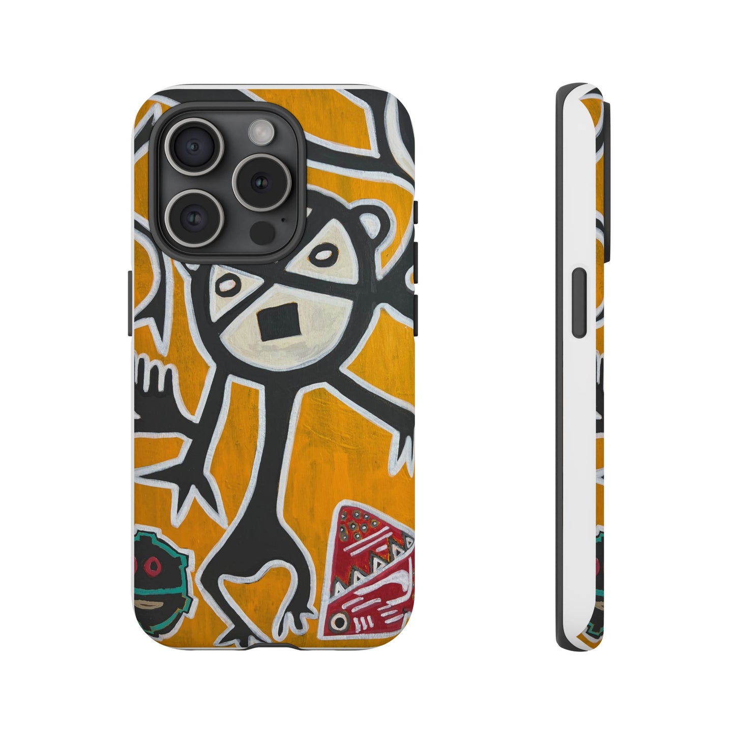 Abstract TAINO  Tribal Art Phone Case – Bold Orange Graphic Protective Cover