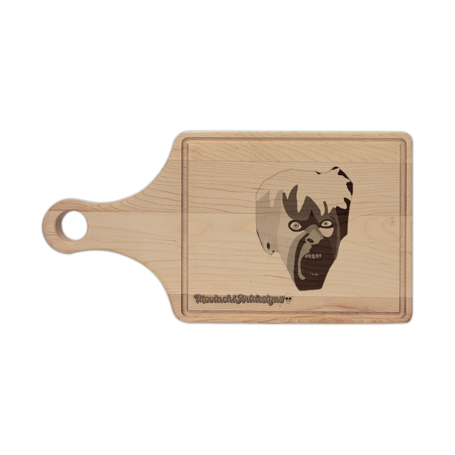 Engraved KAREN.   Face Wooden Cutting Board — Horror Kitchen Decor & Halloween Gift
