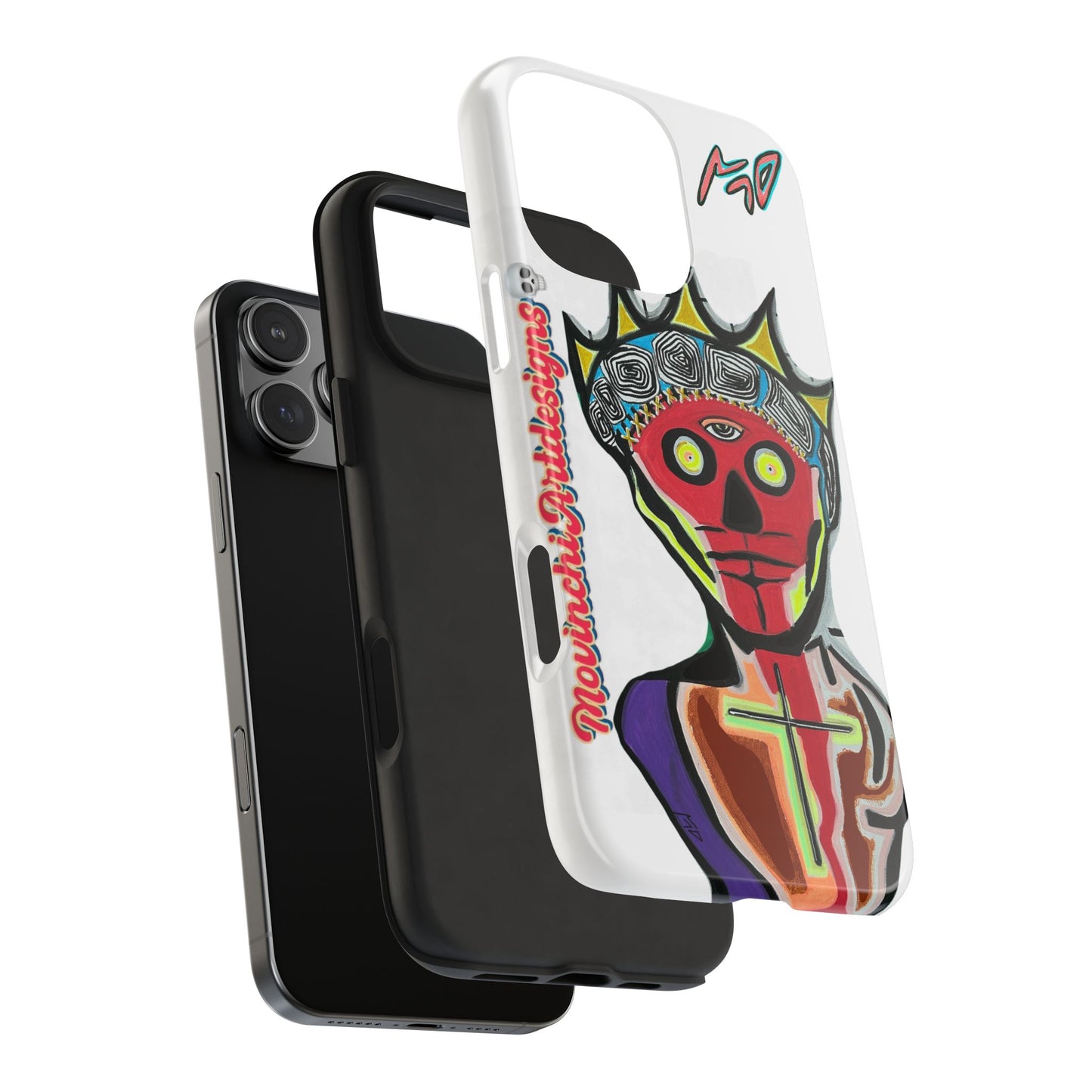 Artistic Crown KING GRAY  Skull Tough Phone Case — Colorful Abstract Guardian Design