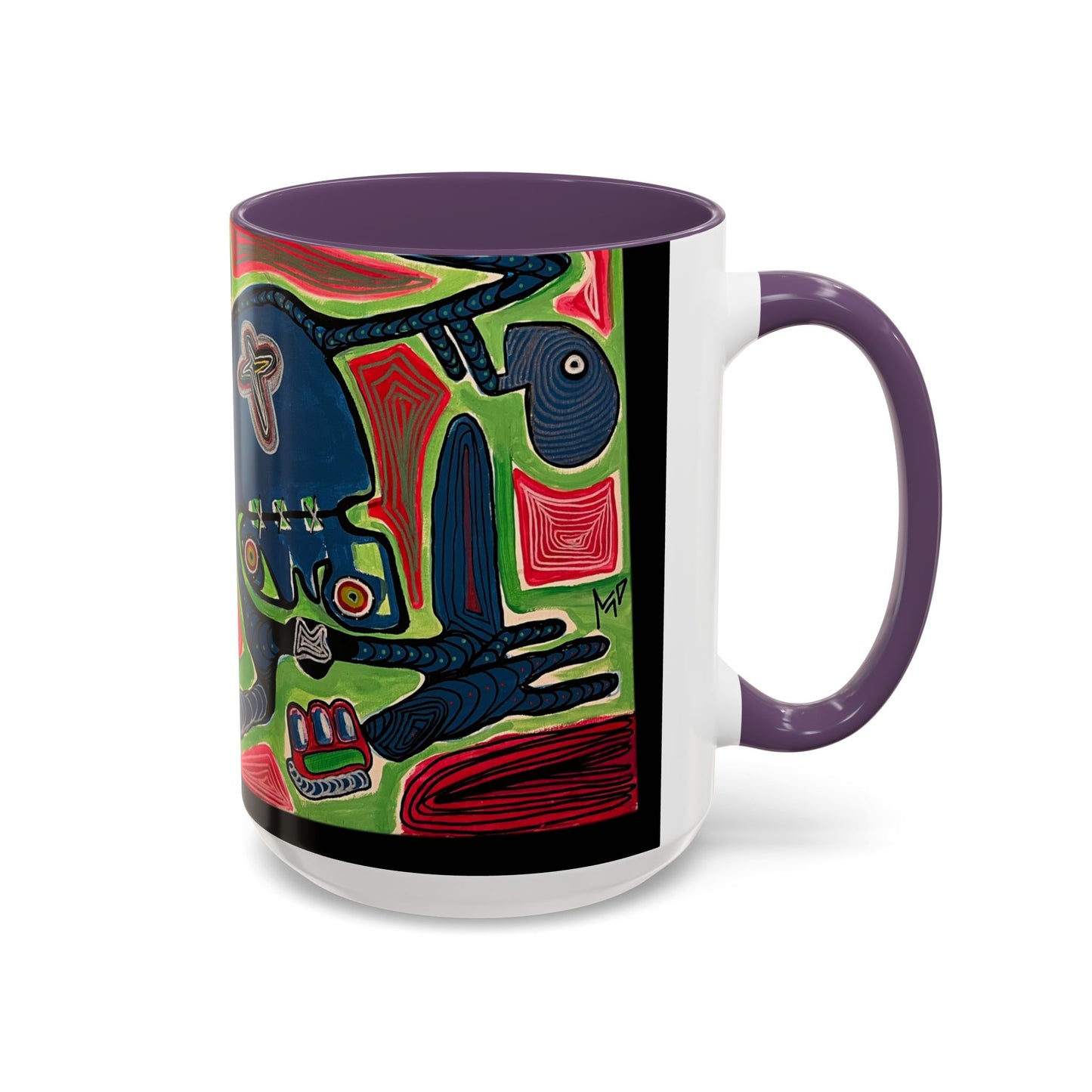 AFTER LIFE.  Abstract Tribal Art Coffee Mug — Colorful Surreal Accent Mug