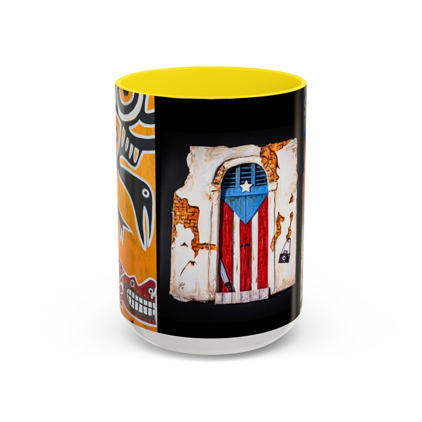 Puerto Rico Flag Coffee Mug — Rustic Street Art Accent Mug (11/15 oz)