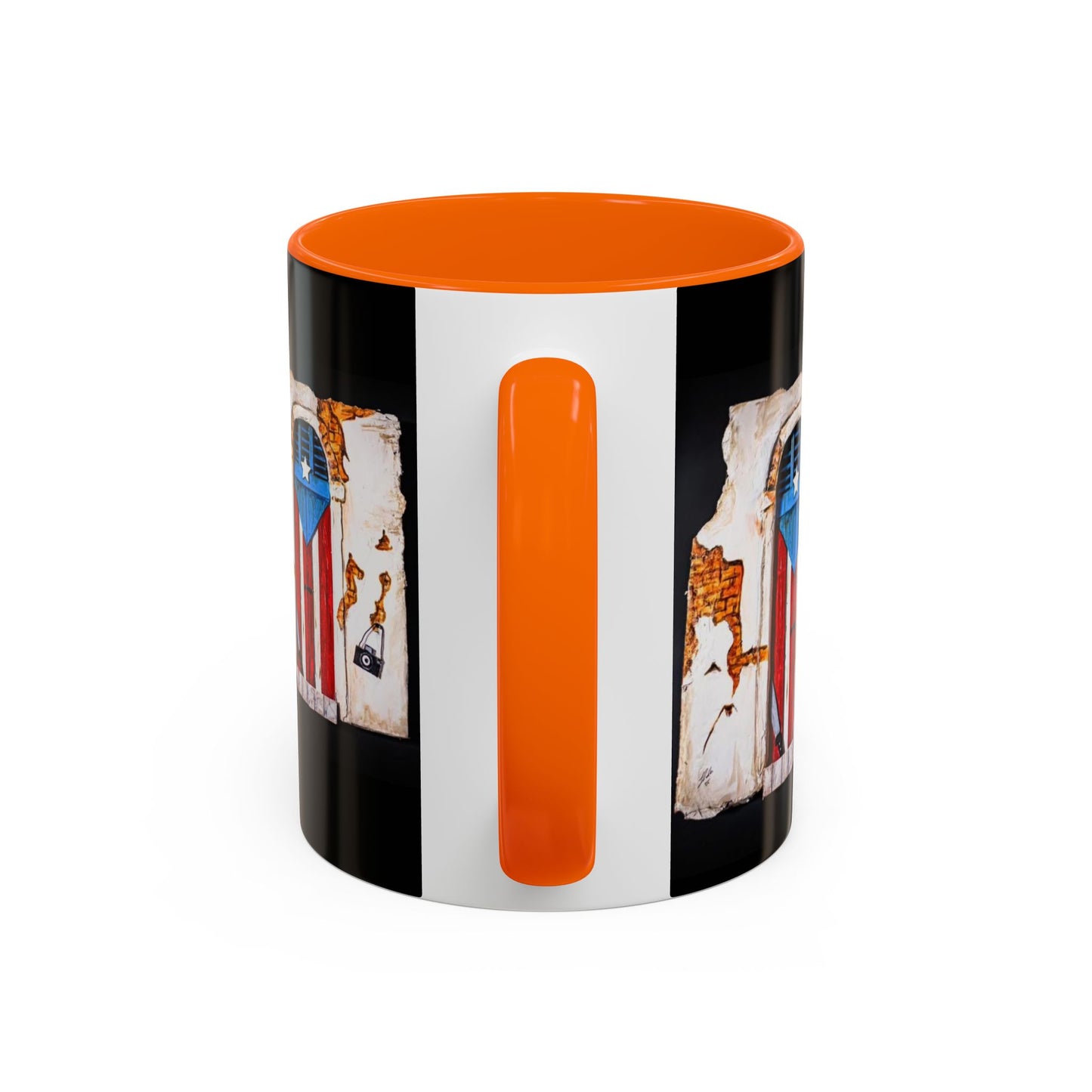 Puerto Rico Flag Door Accent Coffee Mug — Vintage Rustic Boricua Pride (11/15oz)