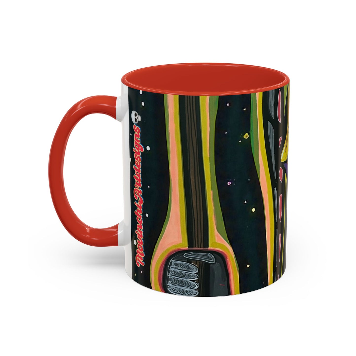 VINCENT  Skull Pop Art Accent Coffee Mug — Colorful Neon Tribal Skull Design (11/15oz)
