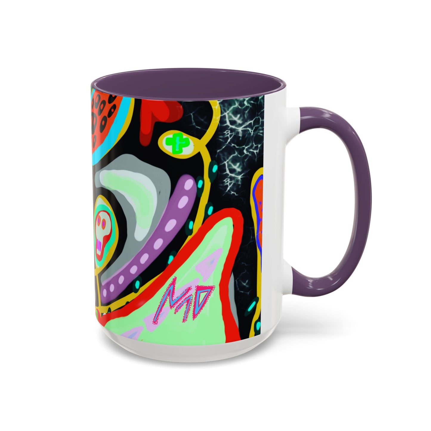 CRAZY2.0  Accent Mug — Colorful Neon Skull Abstract Coffee Cup