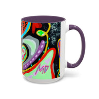 CRAZY2.0  Accent Mug — Colorful Neon Skull Abstract Coffee Cup