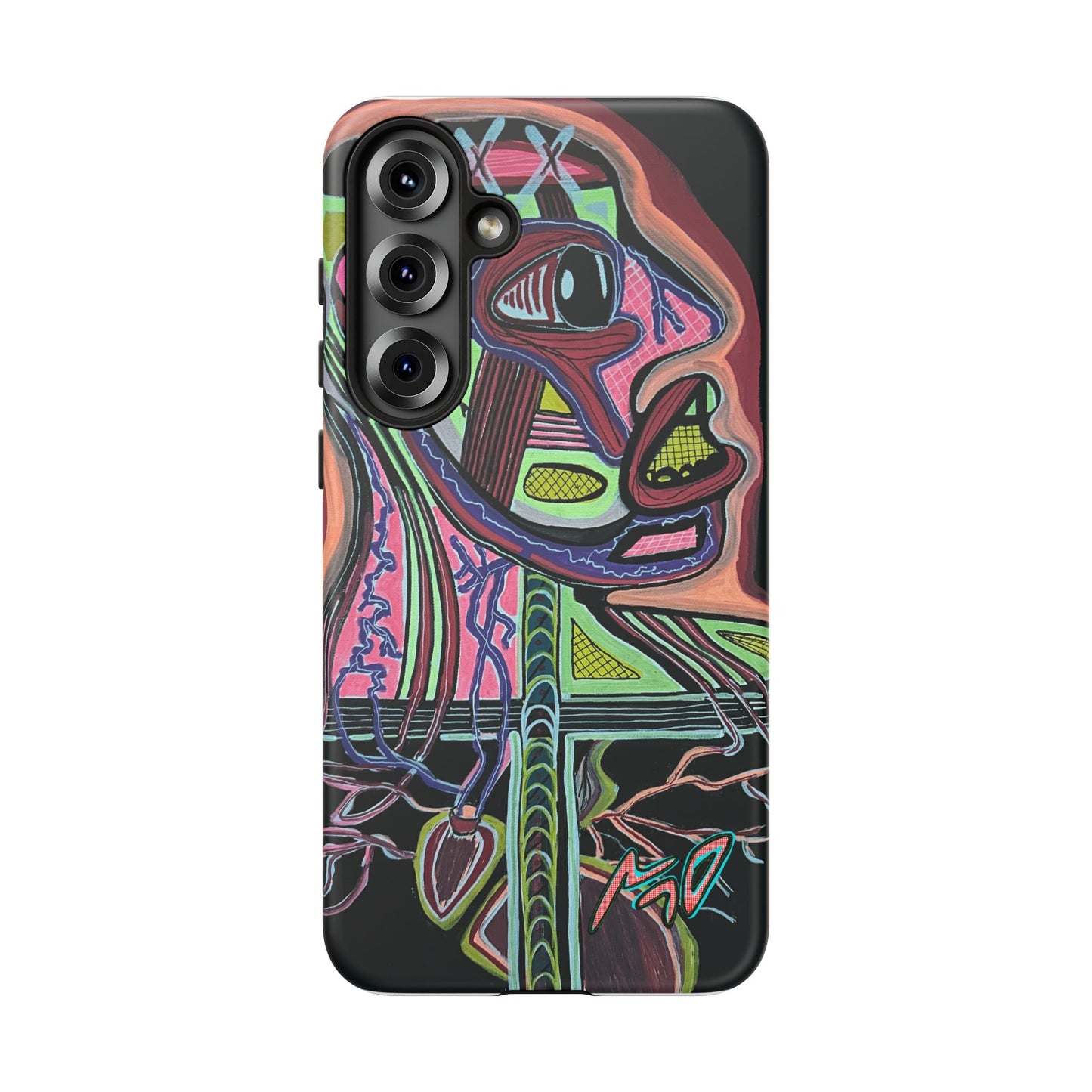 HEART ATTACK Abstract Neon Face Tough Phone Case – Vibrant Art Phone Cover
