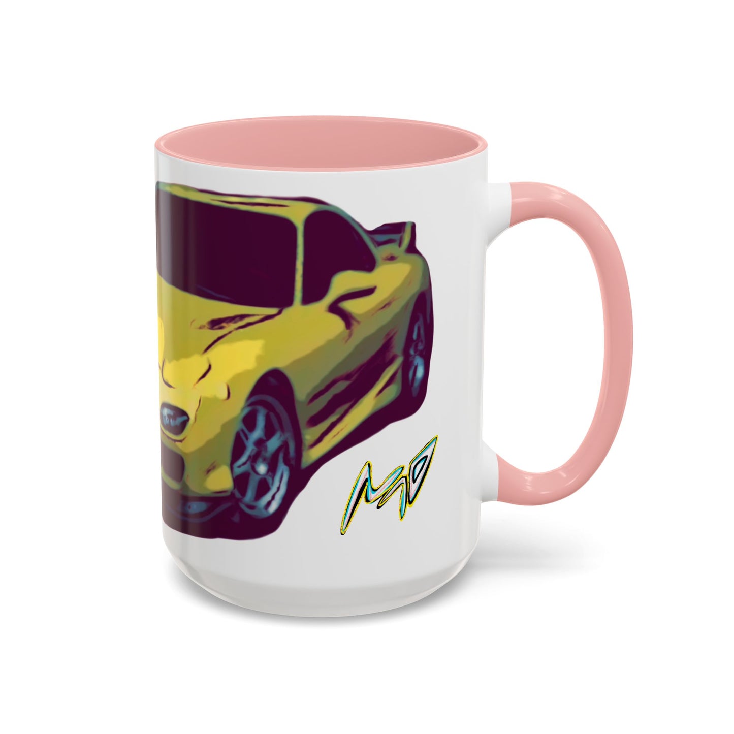 RX7  Coffee Mug — Yellow Sports Car Illustration Accent Mug