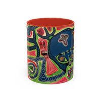 AFTER LIFE.  Abstract Tribal Art Coffee Mug — Colorful Surreal Accent Mug