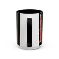Colorful Neon OVERTHINKING  Skull Coffee Mug — Vibrant Abstract Day of the Dead Accent Mug