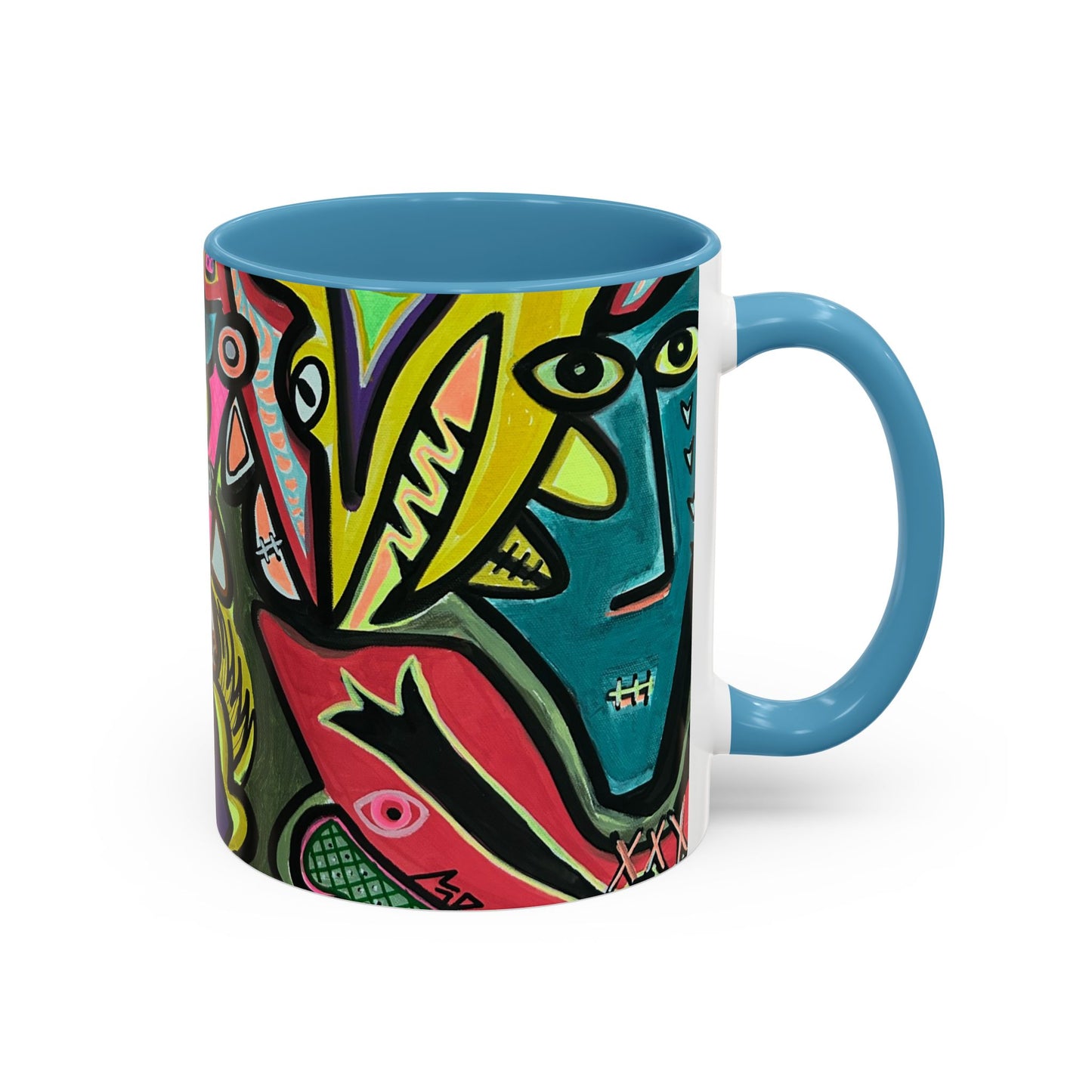 AbstractCONCERT.   Pop Art Coffee Mug — Colorful Faces Accent Mug (11/15 oz)