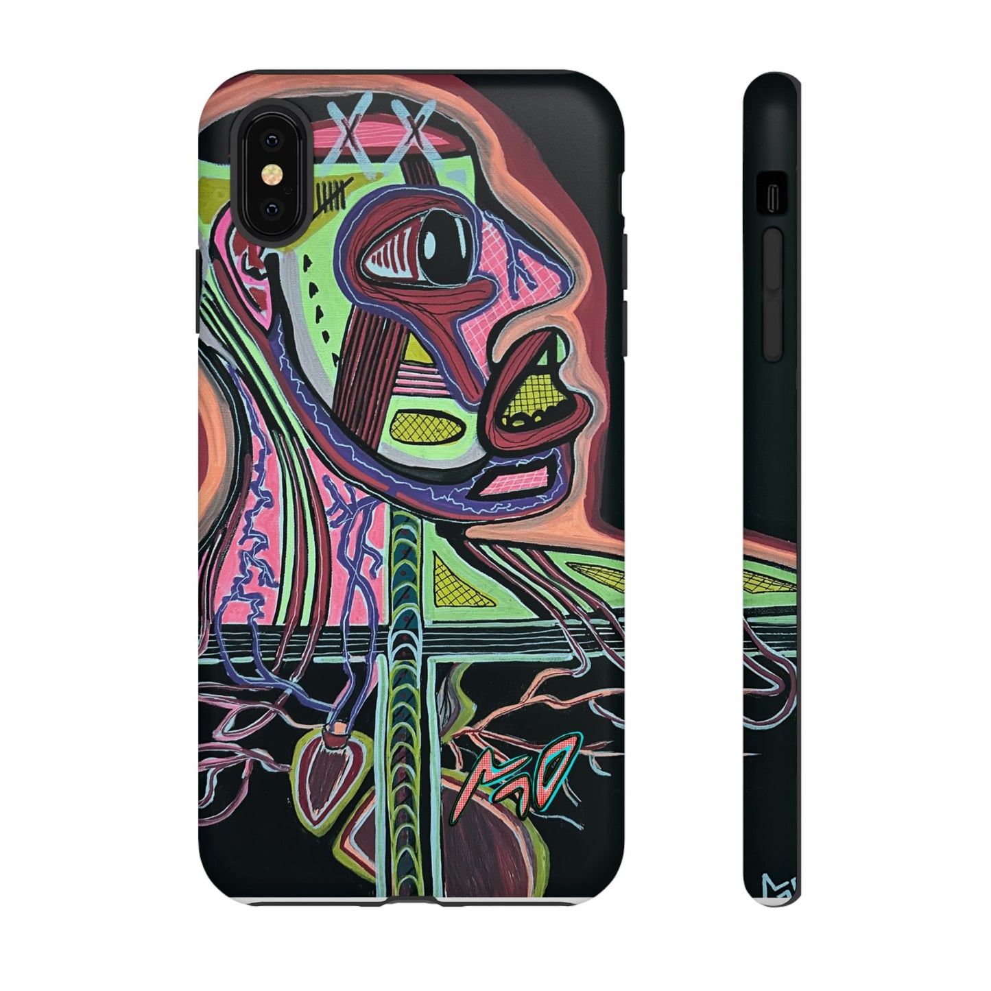 HEART ATTACK Abstract Neon Face Tough Phone Case – Vibrant Art Phone Cover