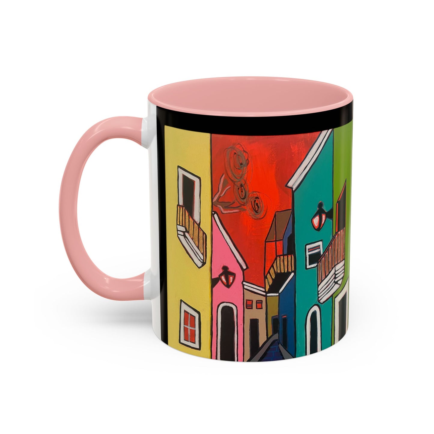 VIEJO SAN JUAN,  Colorful Cityscape Coffee Mug — Vibrant European Street Accent Mug