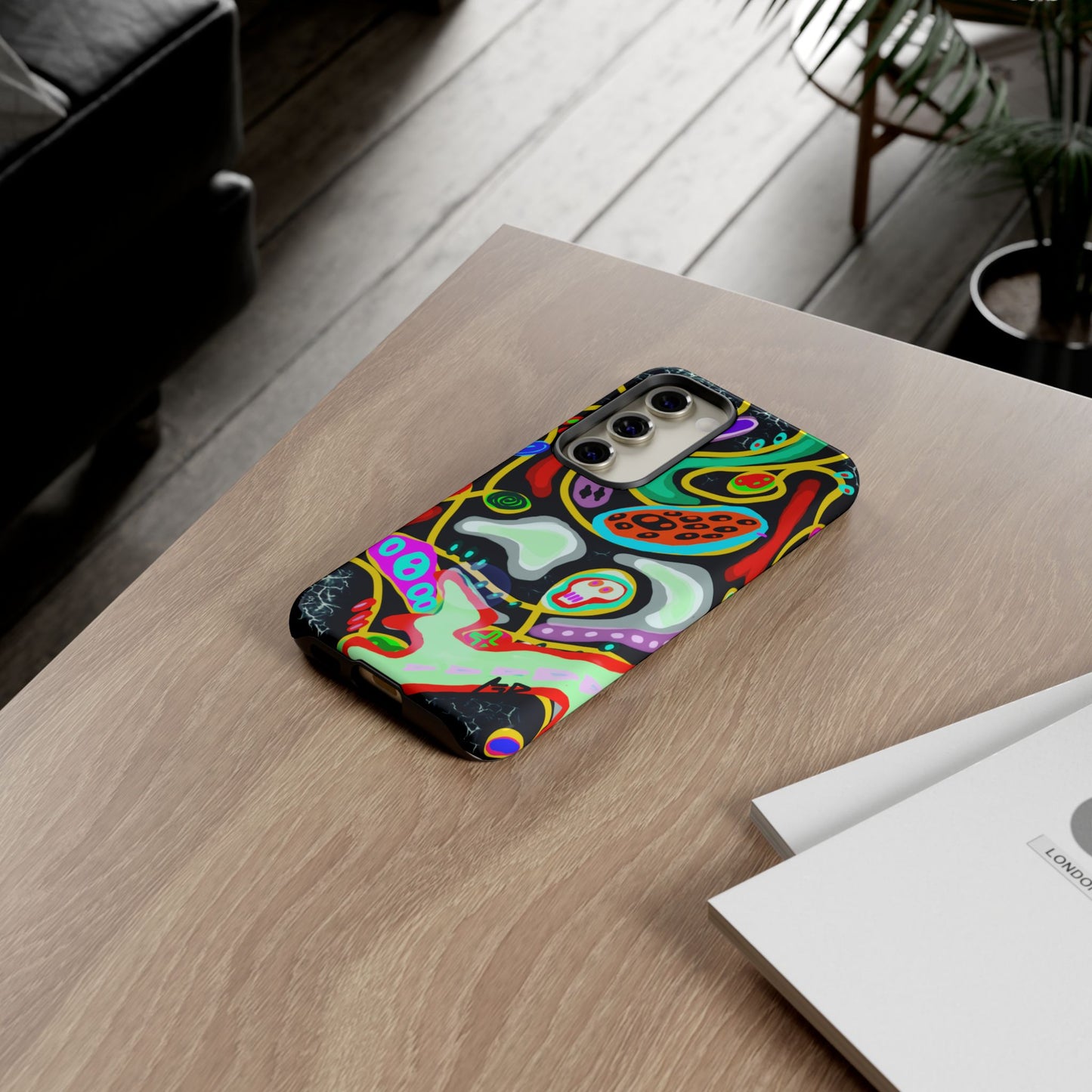 CRAZY4  Abstract Neon Skull Phone Case — Colorful Psychedelic Protective Cover