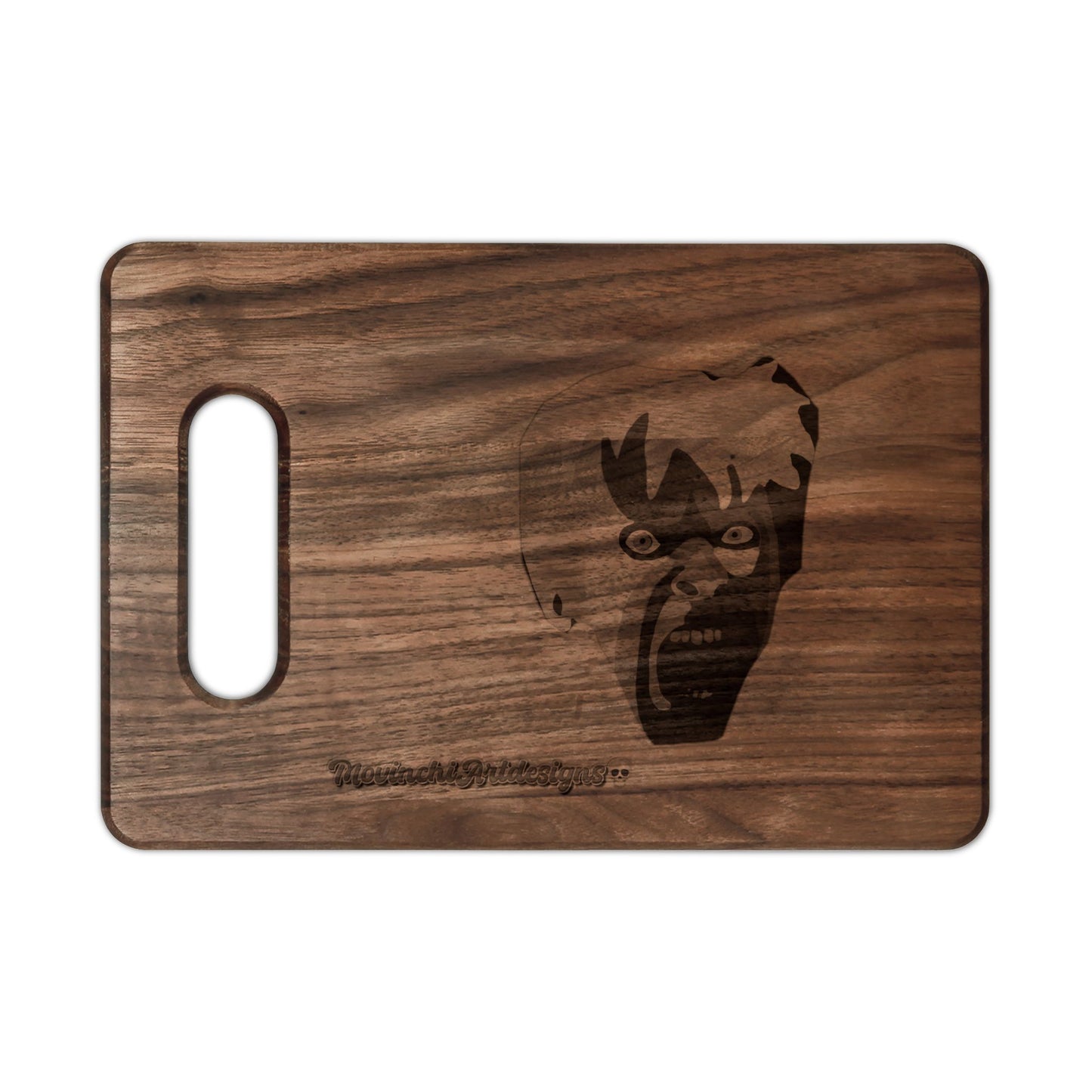 Engraved KAREN.   Face Wooden Cutting Board — Horror Kitchen Decor & Halloween Gift