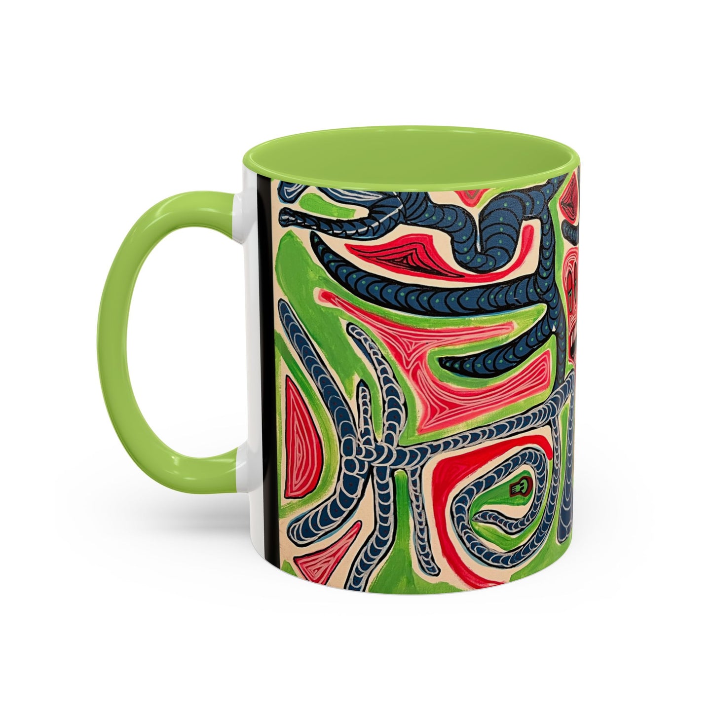 AFTER LIFE.  Abstract Tribal Art Coffee Mug — Colorful Surreal Accent Mug