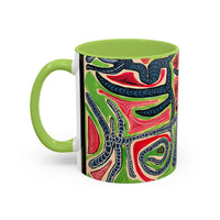 AFTER LIFE.  Abstract Tribal Art Coffee Mug — Colorful Surreal Accent Mug
