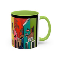 VIEJO SAN JUAN,  Colorful Cityscape Coffee Mug — Vibrant European Street Accent Mug