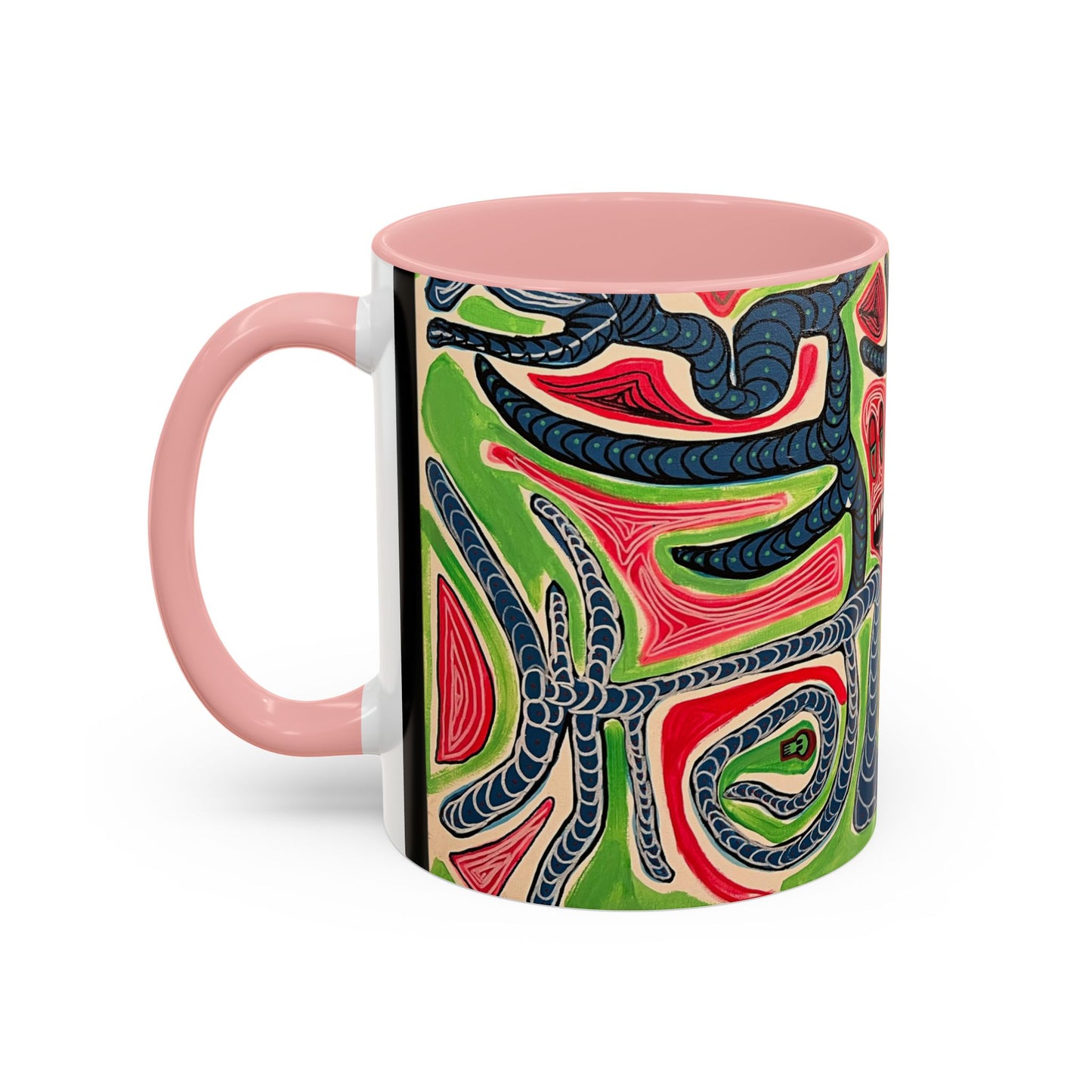 AFTER LIFE.  Abstract Tribal Art Coffee Mug — Colorful Surreal Accent Mug