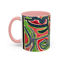 AFTER LIFE.  Abstract Tribal Art Coffee Mug — Colorful Surreal Accent Mug