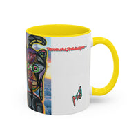 Surreal VINCENT Tribal Warrior Accent Coffee Mug — Colorful Skull Art 11/15oz