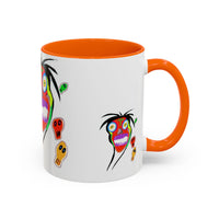 Skullface Accent Coffee Mug — Colorful Day of the Dead Pop Art (11/15oz)