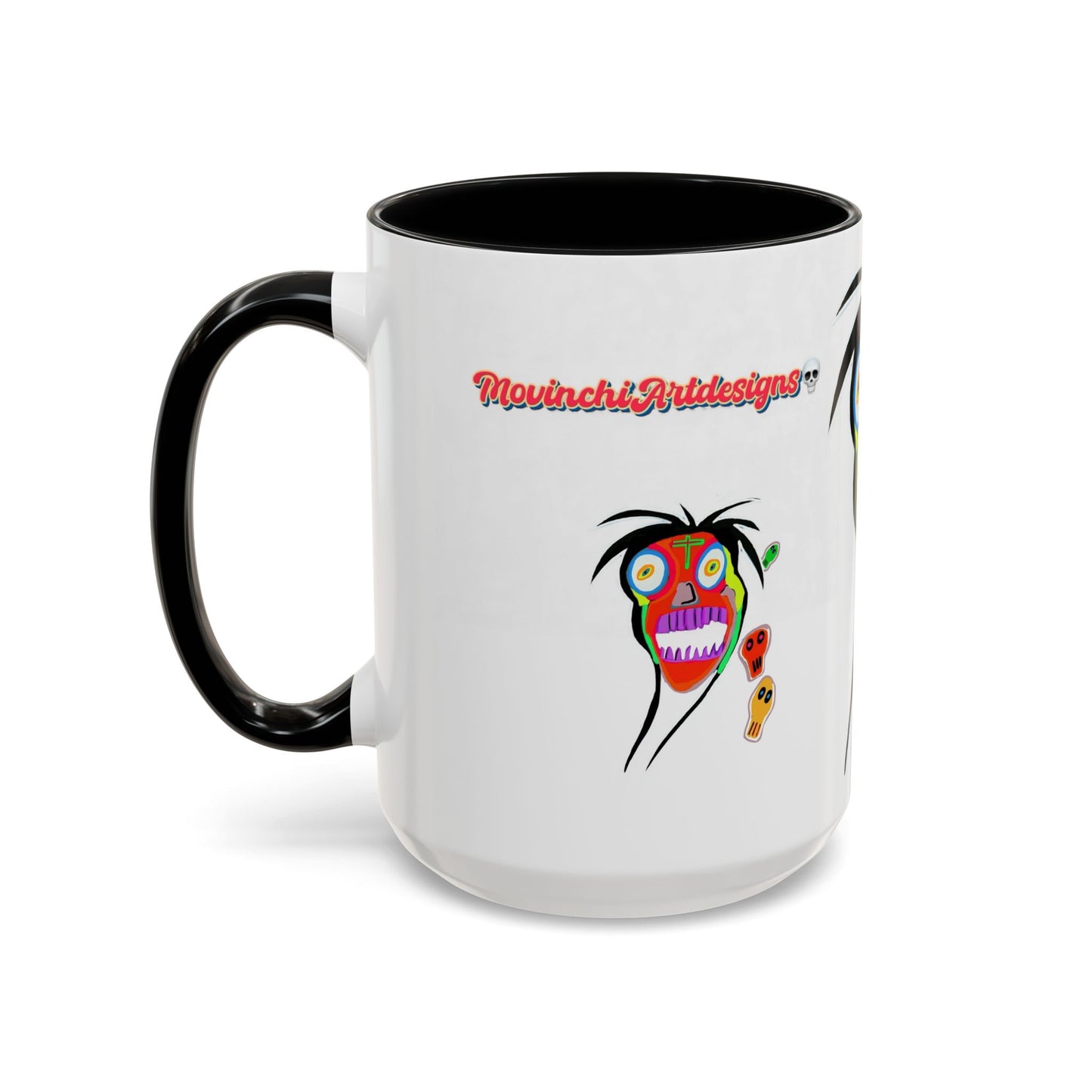 Skullface Accent Coffee Mug — Colorful Day of the Dead Pop Art (11/15oz)