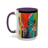 SAN SEBASTIAN.  Colorful Street Scene Accent Coffee Mug — Vibrant Urban Art Ceramic Mug (11/15oz)