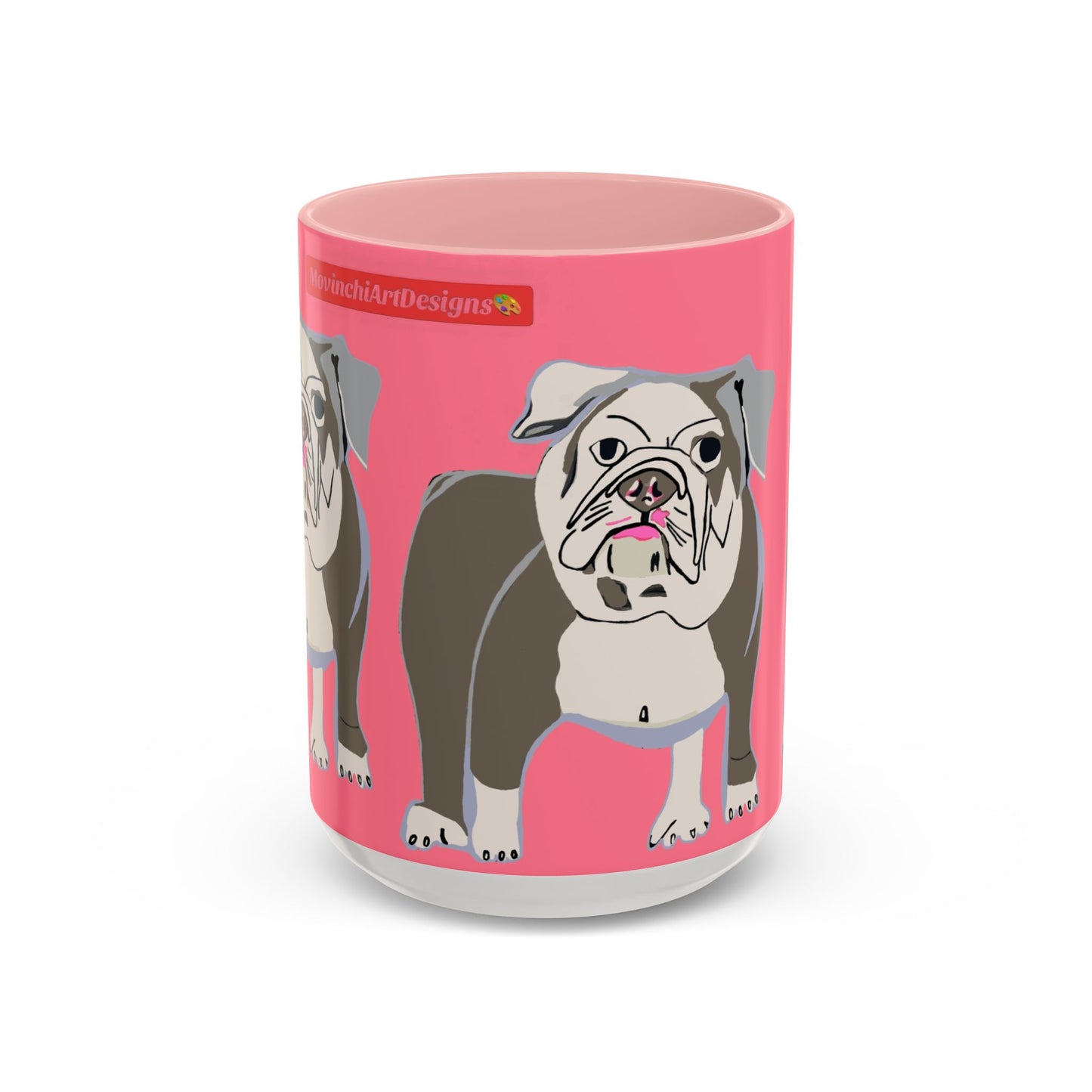 Bulldog Accent Coffee Mug — Cute Pink Dog Lover Mug (11/15oz)