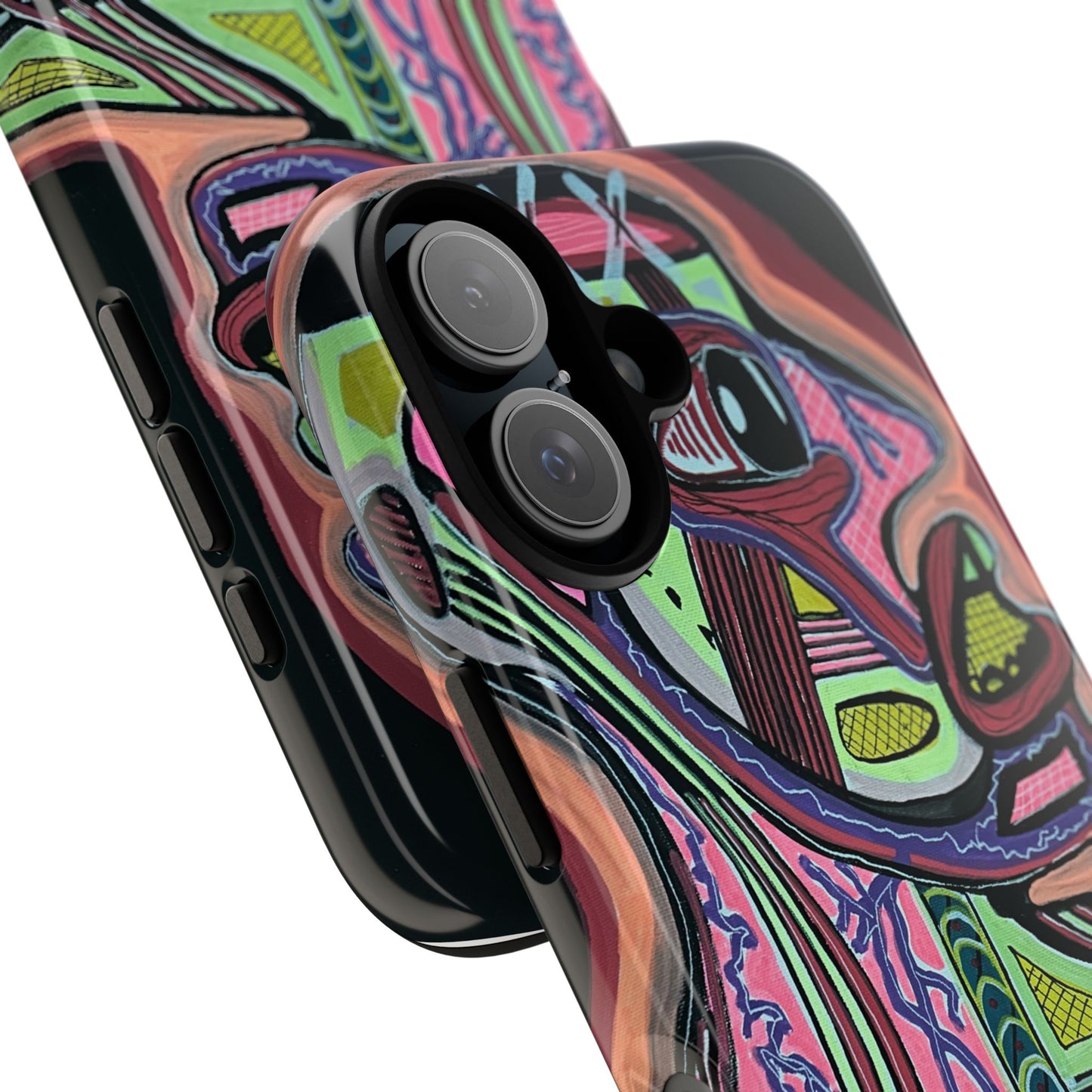 HEART ATTACK Abstract Neon Face Tough Phone Case – Vibrant Art Phone Cover