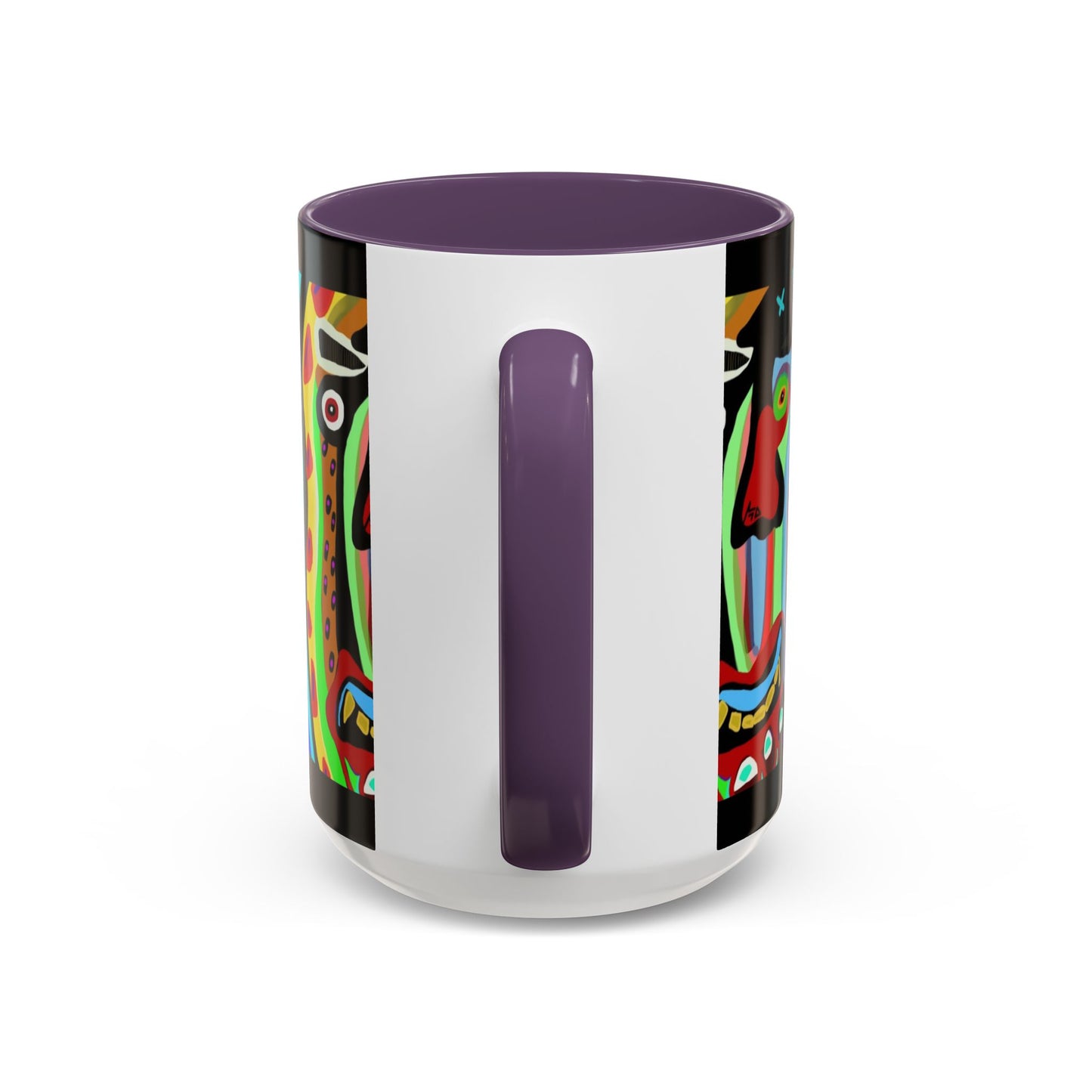 CRAZY.   Neon Face Accent Coffee Mug – Colorful Psychedelic Art Ceramic Mug