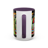 CRAZY.   Neon Face Accent Coffee Mug – Colorful Psychedelic Art Ceramic Mug