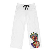 KING GRAY.  Men's Art Print Pajama Pants — Abstract Crowned Figure Lounge Pants