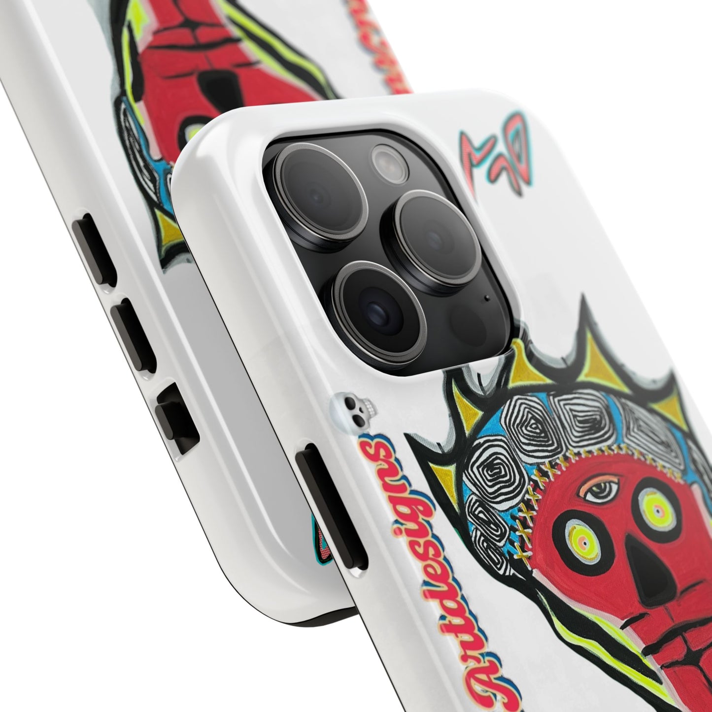 Artistic Crown KING GRAY  Skull Tough Phone Case — Colorful Abstract Guardian Design