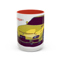 RX7  Coffee Mug — Yellow Sports Car Illustration Accent Mug