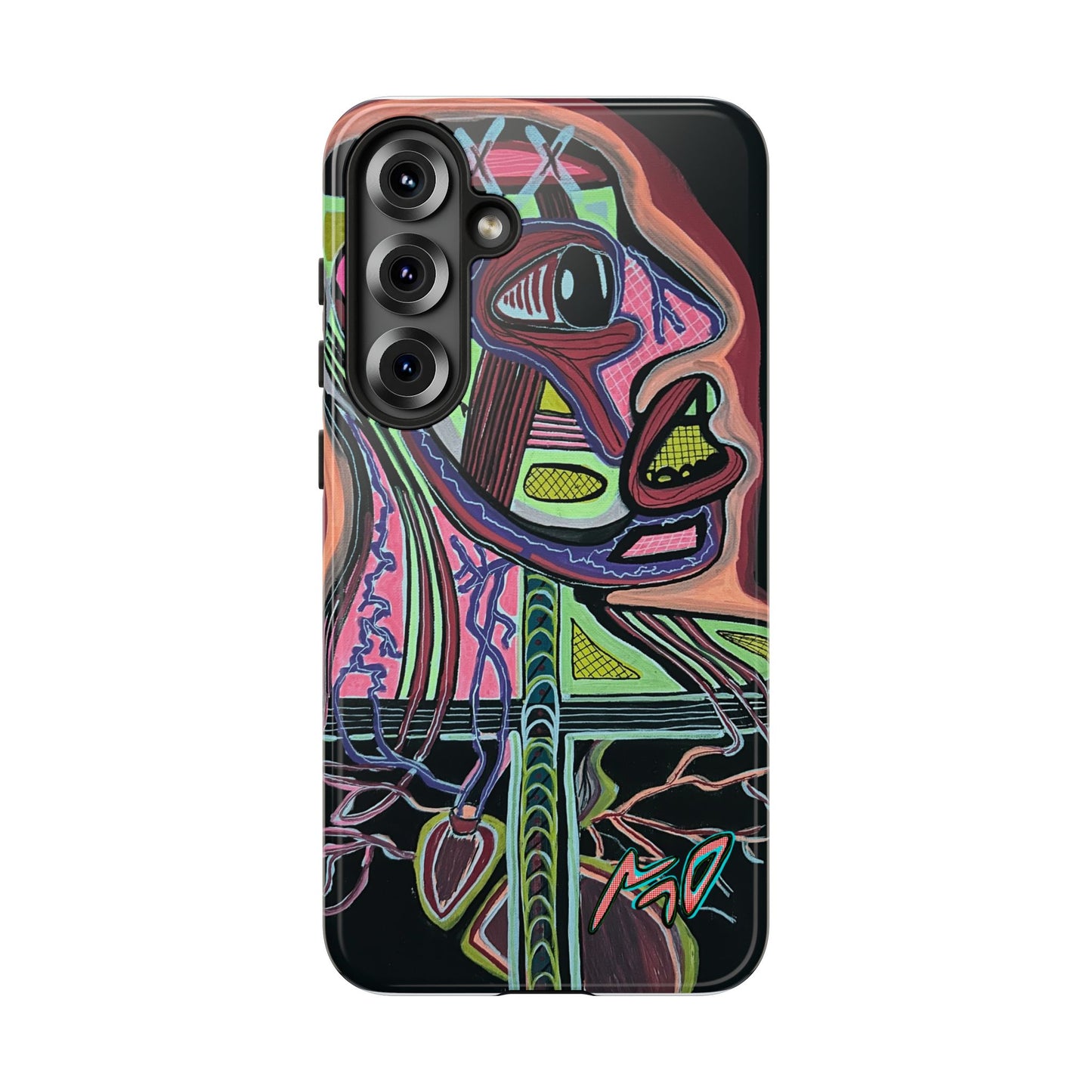 HEART ATTACK Abstract Neon Face Tough Phone Case – Vibrant Art Phone Cover