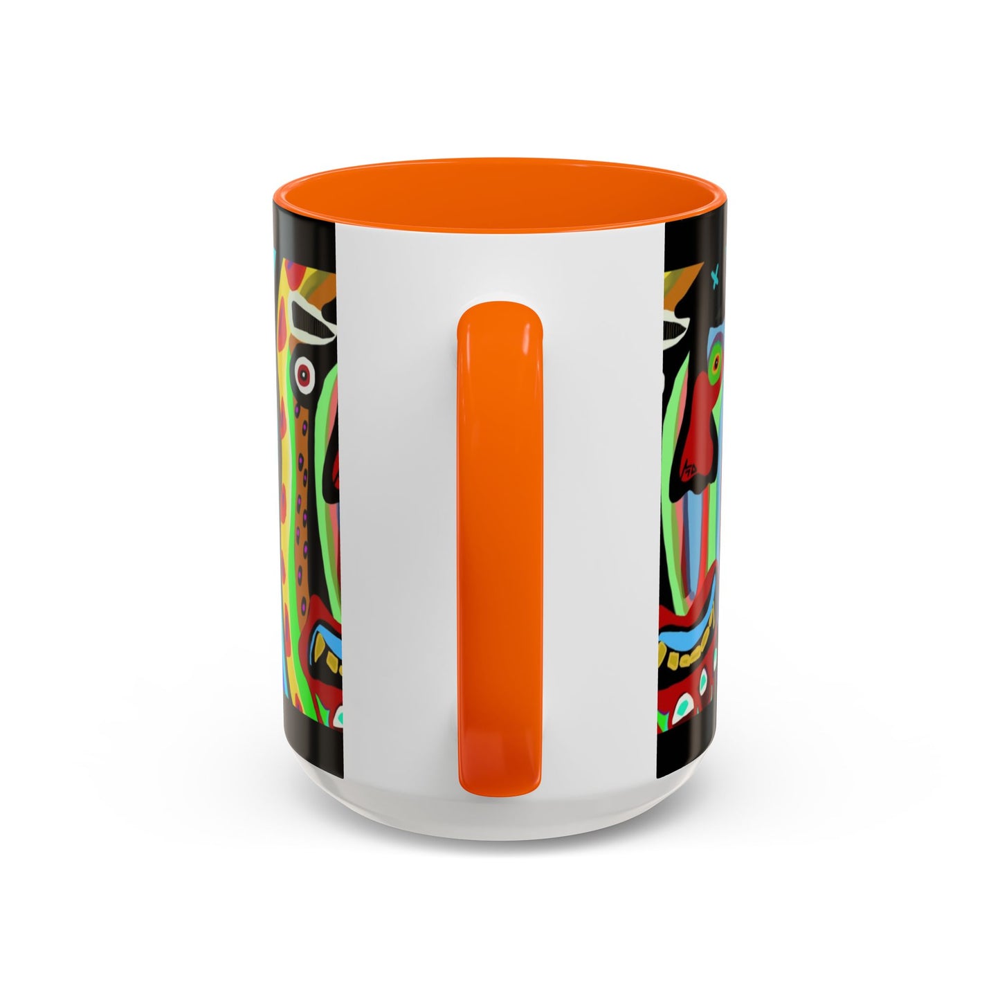 CRAZY.   Neon Face Accent Coffee Mug – Colorful Psychedelic Art Ceramic Mug