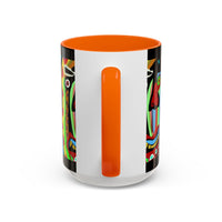 CRAZY.   Neon Face Accent Coffee Mug – Colorful Psychedelic Art Ceramic Mug