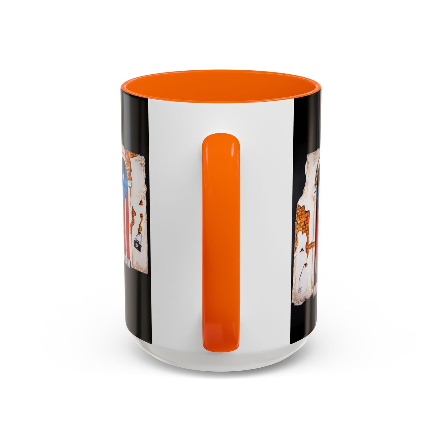 Puerto Rico Flag Door Accent Coffee Mug — Vintage Rustic Boricua Pride (11/15oz)