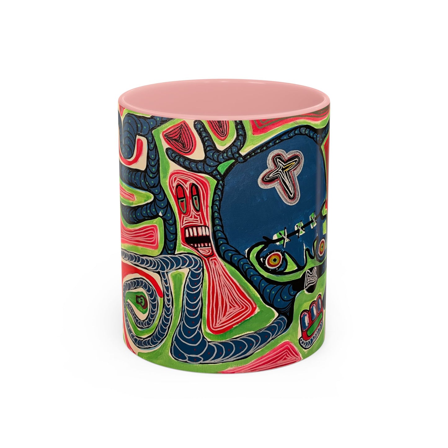 AFTER LIFE.  Abstract Tribal Art Coffee Mug — Colorful Surreal Accent Mug