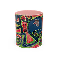 AFTER LIFE.  Abstract Tribal Art Coffee Mug — Colorful Surreal Accent Mug