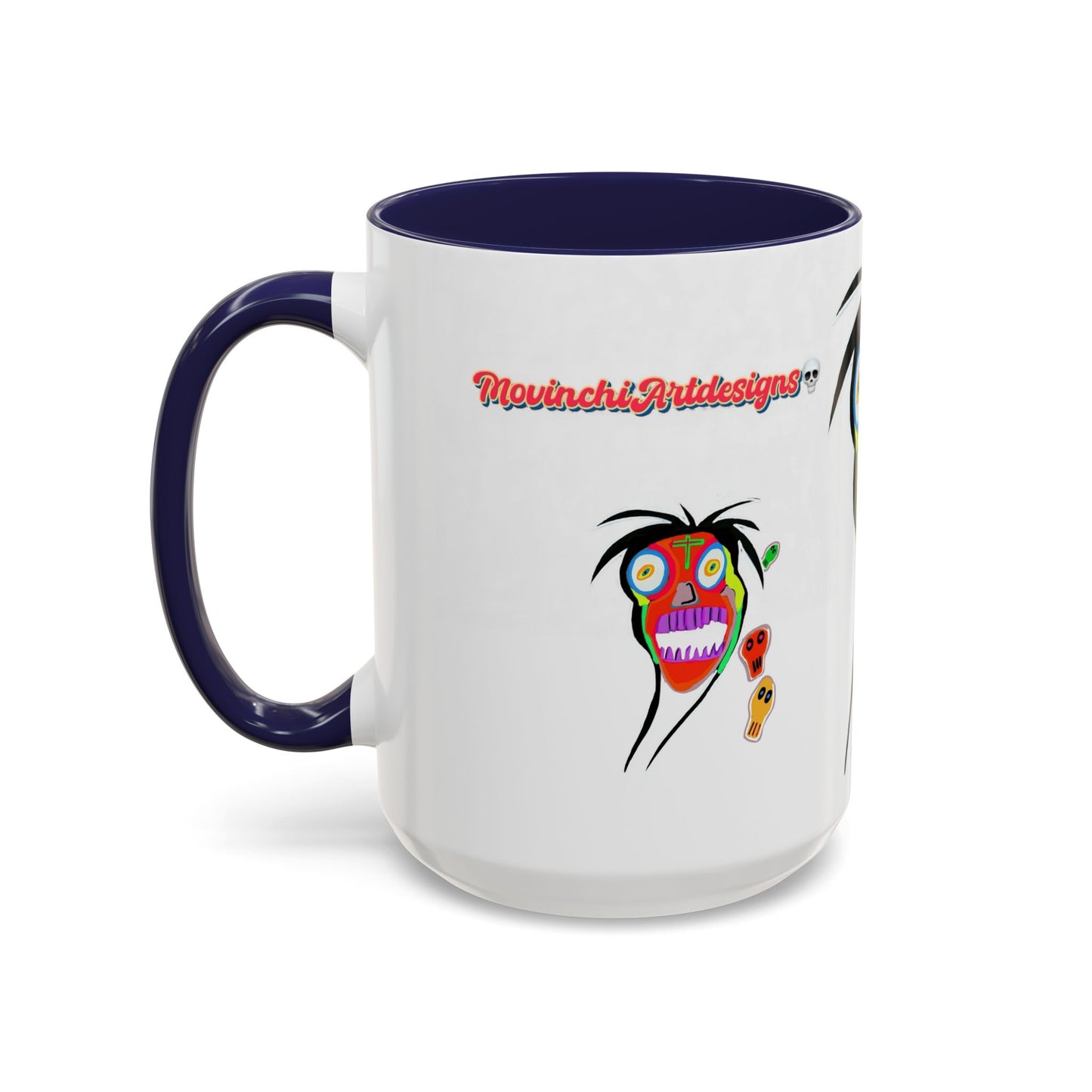 Skullface Accent Coffee Mug — Colorful Day of the Dead Pop Art (11/15oz)