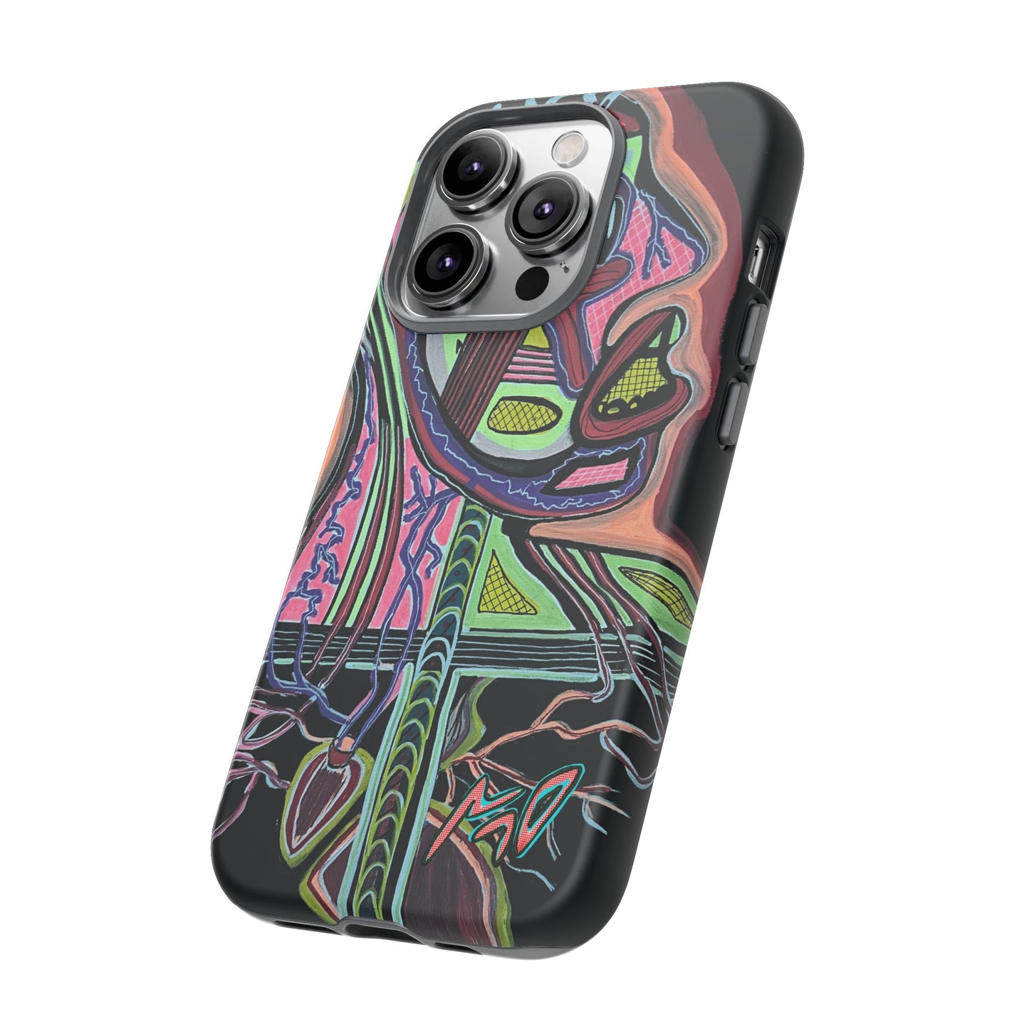 HEART ATTACK Abstract Neon Face Tough Phone Case – Vibrant Art Phone Cover
