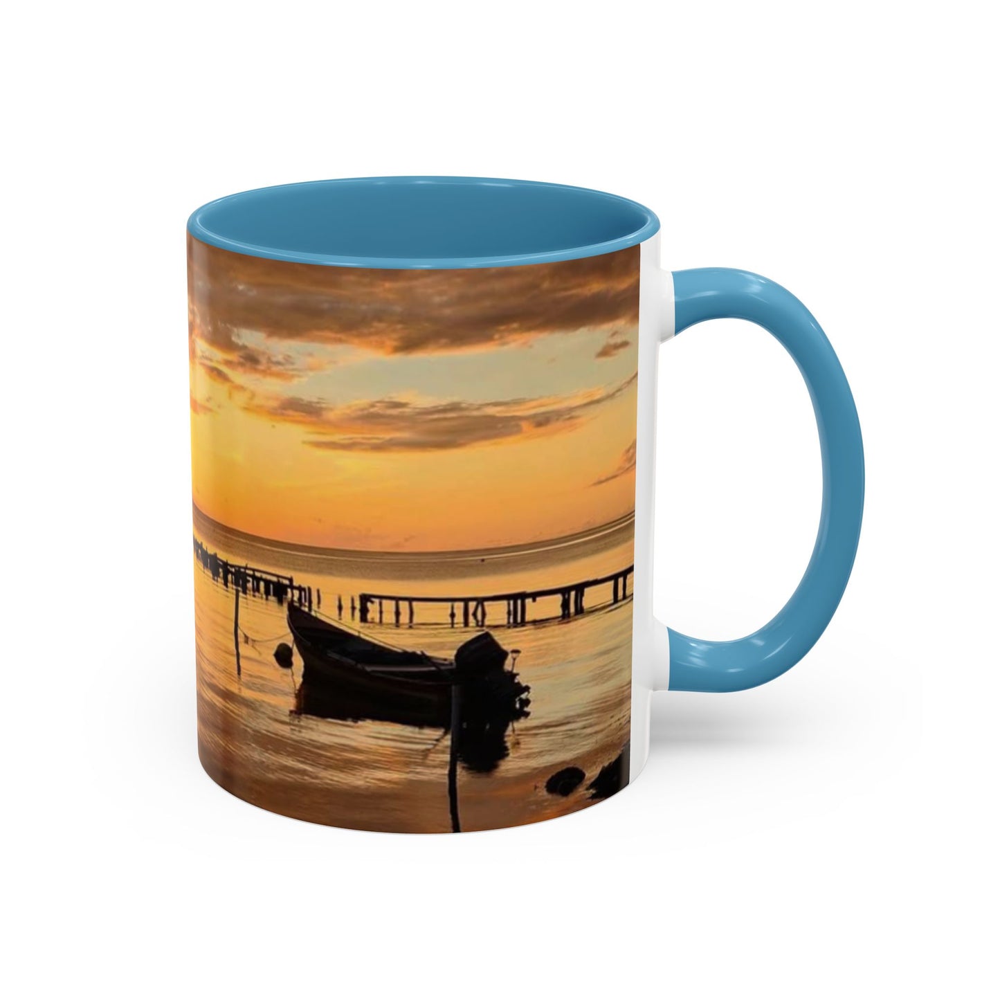 Sunset Harbor Coffee Mug — Golden Beach Sunrise Accent Mug (11/15oz)