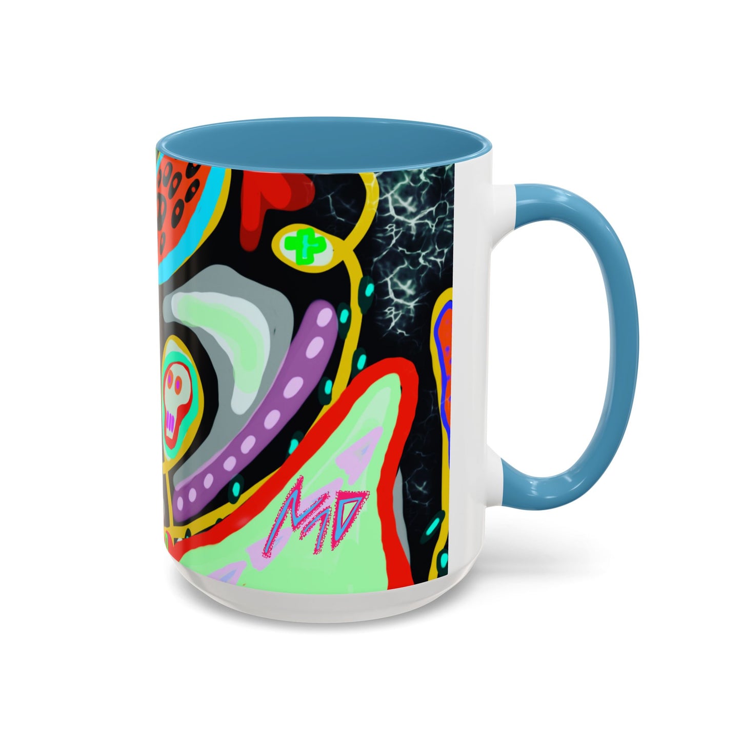 CRAZY2.0  Accent Mug — Colorful Neon Skull Abstract Coffee Cup