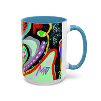 CRAZY2.0  Accent Mug — Colorful Neon Skull Abstract Coffee Cup