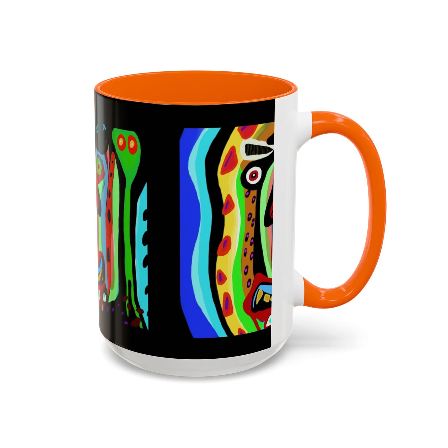 CRAZY.   Neon Face Accent Coffee Mug – Colorful Psychedelic Art Ceramic Mug